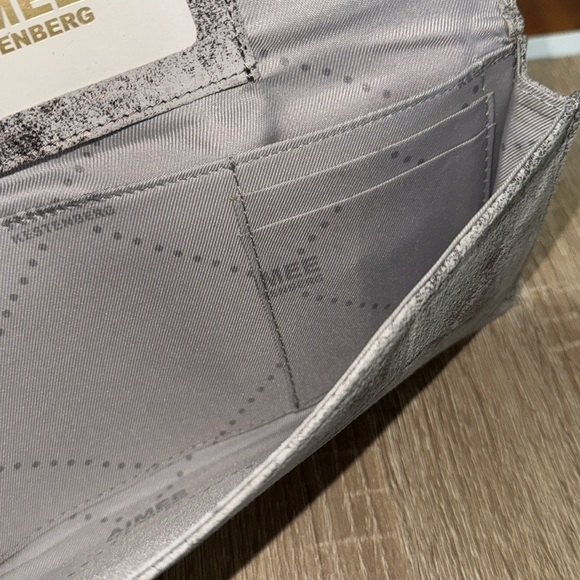 Aimee Kestenberg silver gray rose gold envelope wallet clutch NEW - Picture 5 of 7